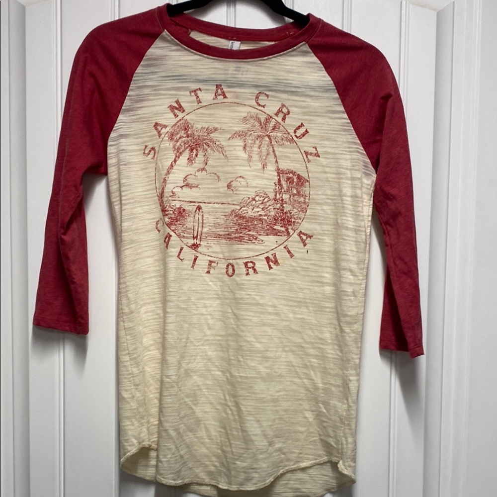 Santa Cruz Red and Cream Graphic Raglan Tee